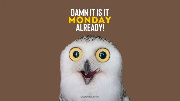 QUOTES BY Quote - Damn it’s Monday already!. Unknown Authors