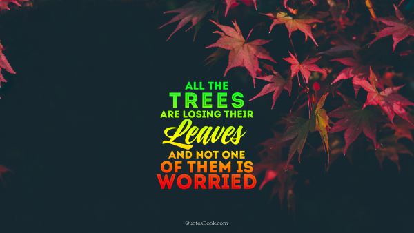 POPULAR QUOTES Quote - All the trees are losing their leaves and not one of them is worried. Unknown Authors