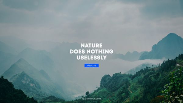 Nature Quote - Nature does nothing uselessly. Aristotle