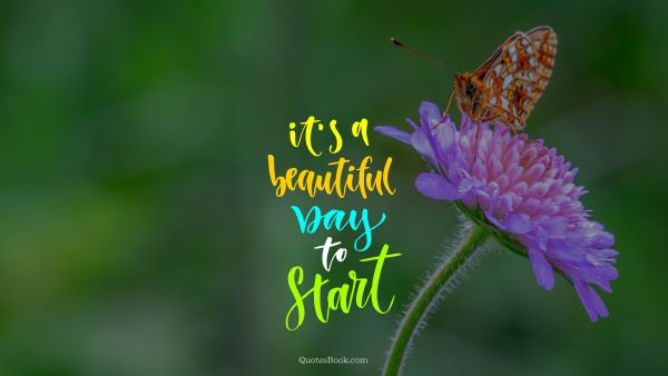 Inspirational Quote - It's a beautiful day to start. Unknown Authors
