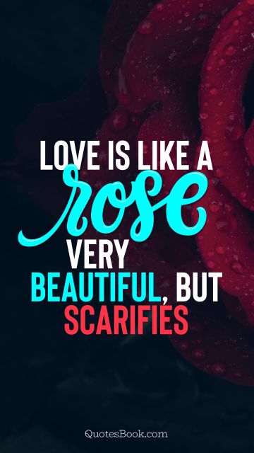 Love Quote - Love is like a rose: very beautiful, but scarifies. QuotesBook