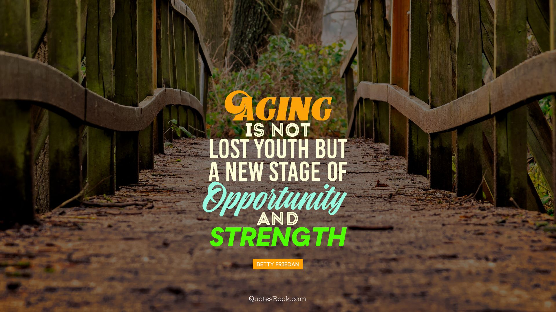 Aging is not lost youth but a new stage of opportunity and strength. - Quote by Betty Friedan