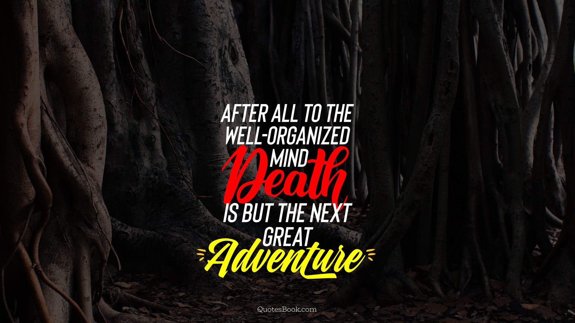 After all, to the well-organized mind,
death is but the next great adventure