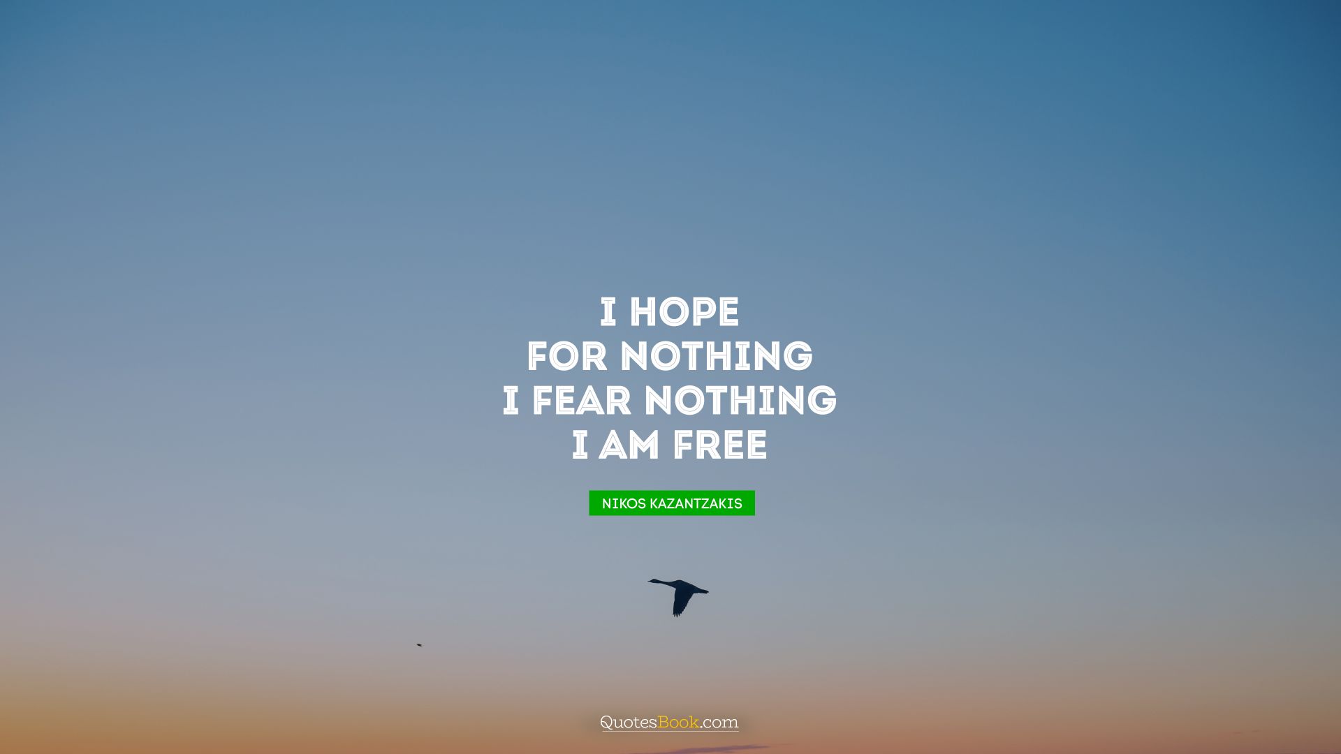 I hope for nothing. I fear nothing. I am free. - Quote by Nikos Kazantzakis