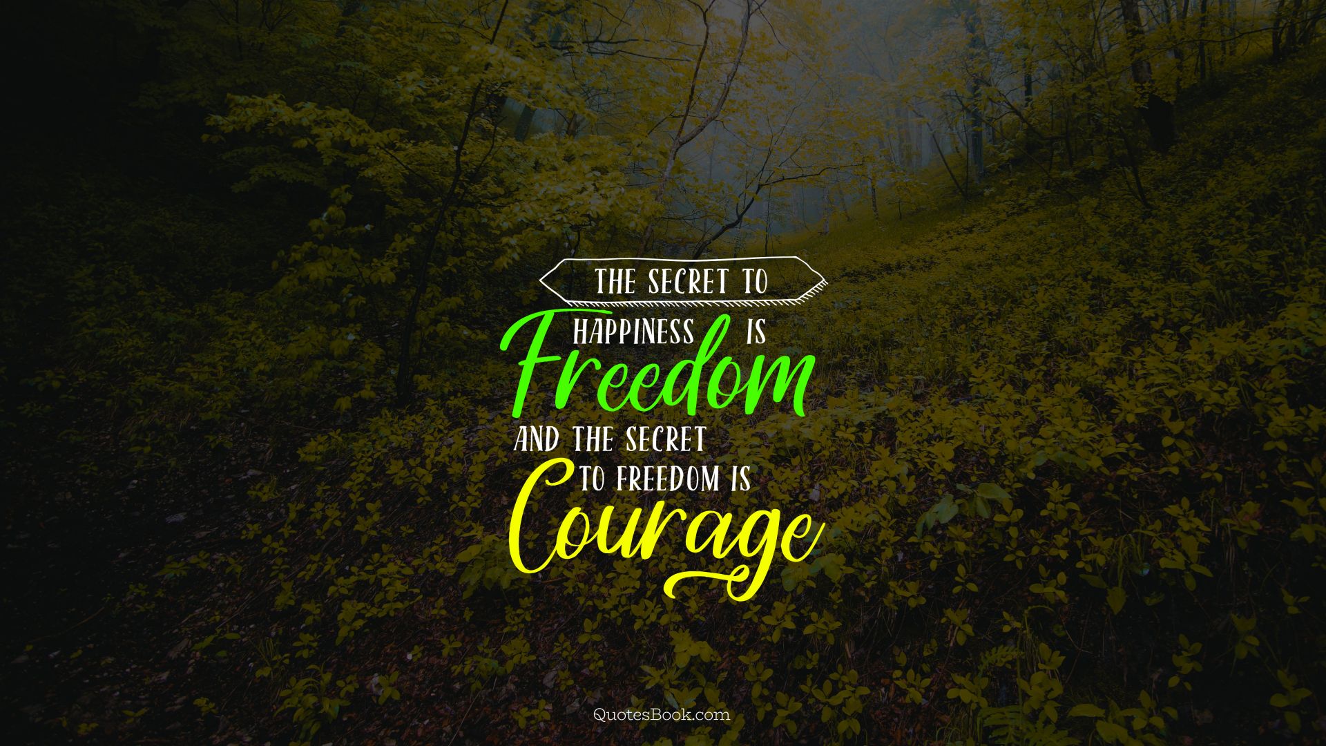 The secret to happiness is freedom and the secret to freedom is courage