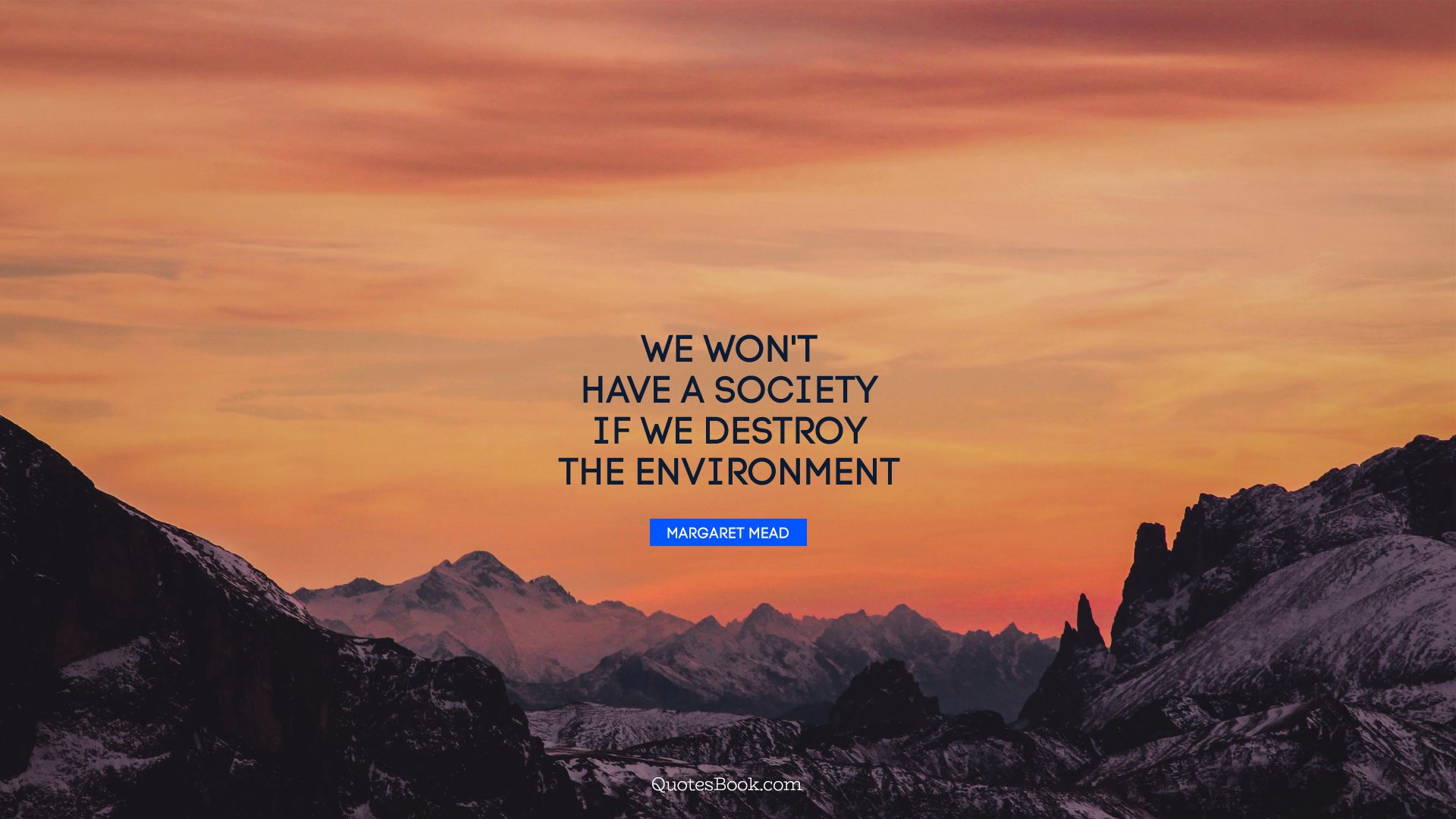 We won't have a society if we destroy the environment. - Quote by Margaret Mead