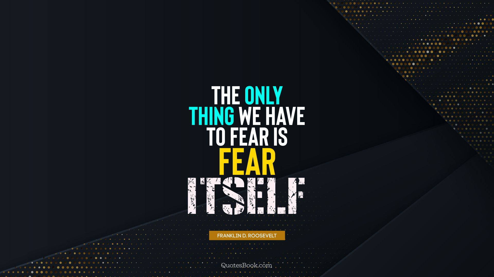 The only thing we have to fear is fear itself. - Quote by Franklin D. Roosevelt