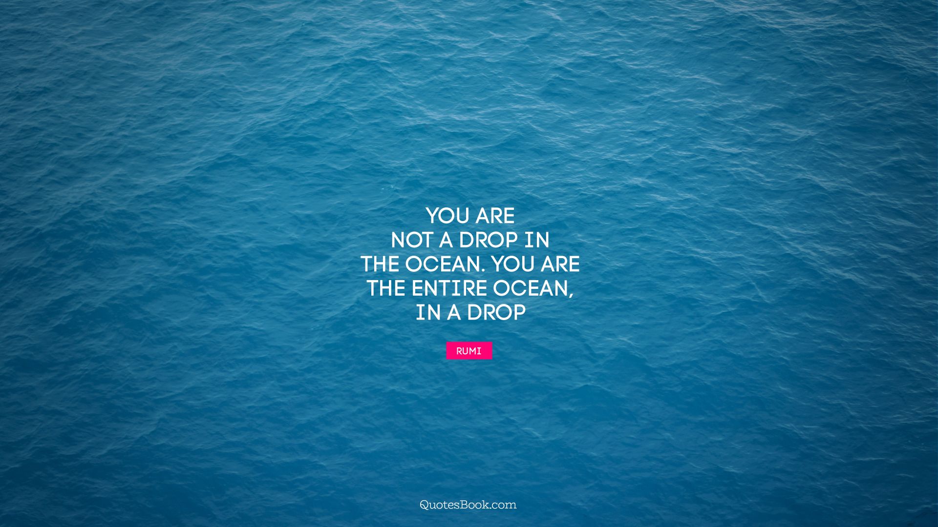 You are not a drop in the ocean. You are the entire ocean, in a drop. - Quote by Rumi