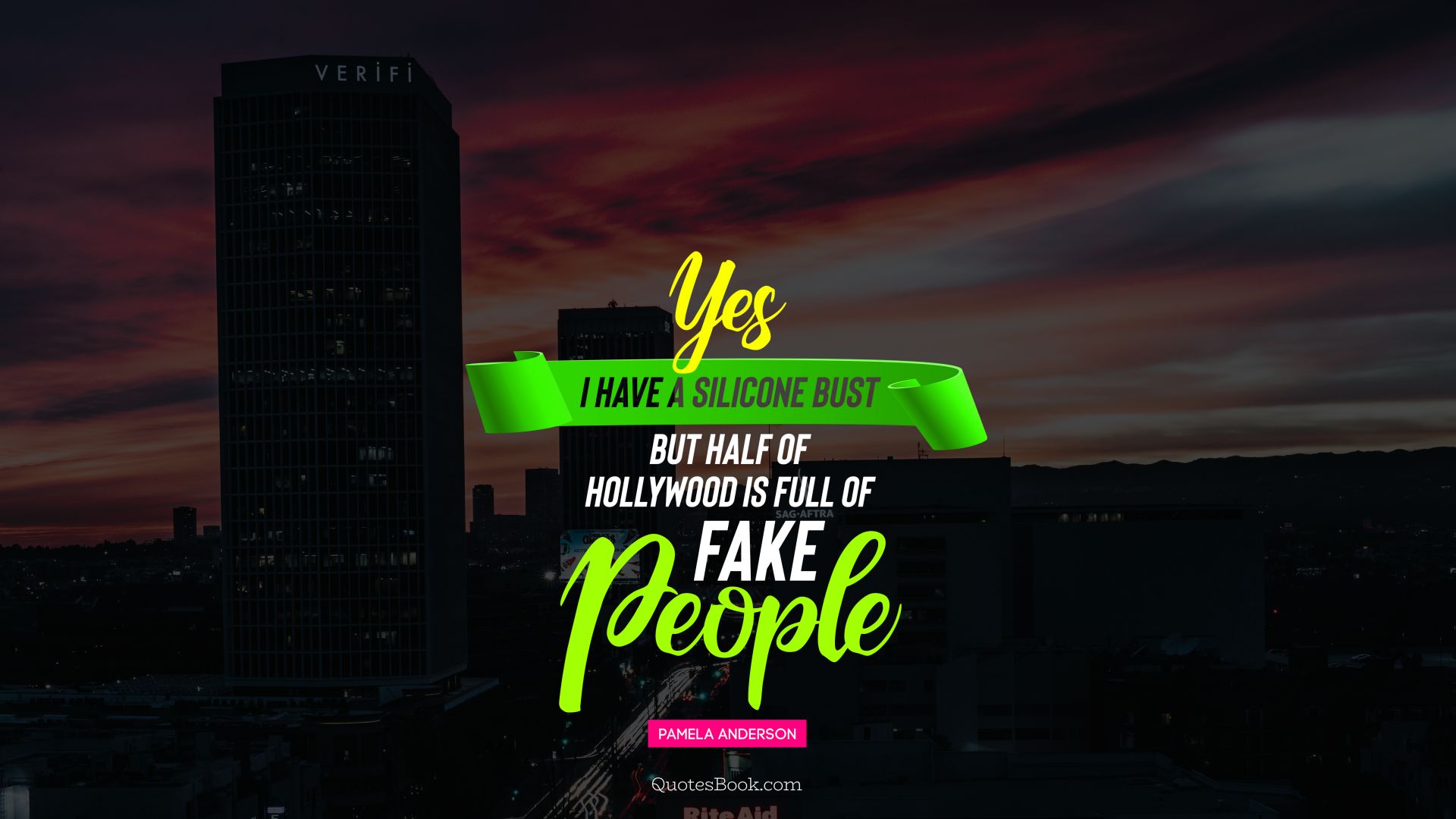 Yes I have a silicone bust but half of Hollywood is full of fake people. - Quote by Pamela Anderson