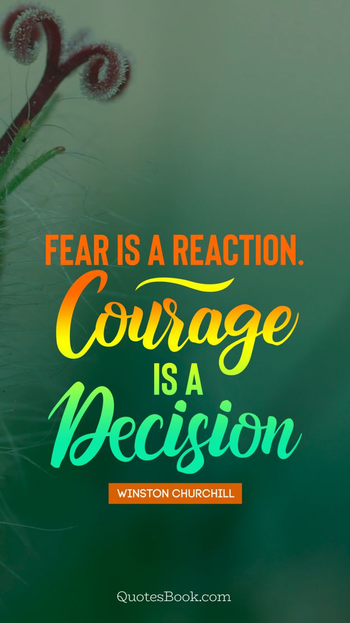Fear is a reaction.Courage is a decision. - Quote by Winston Churchill