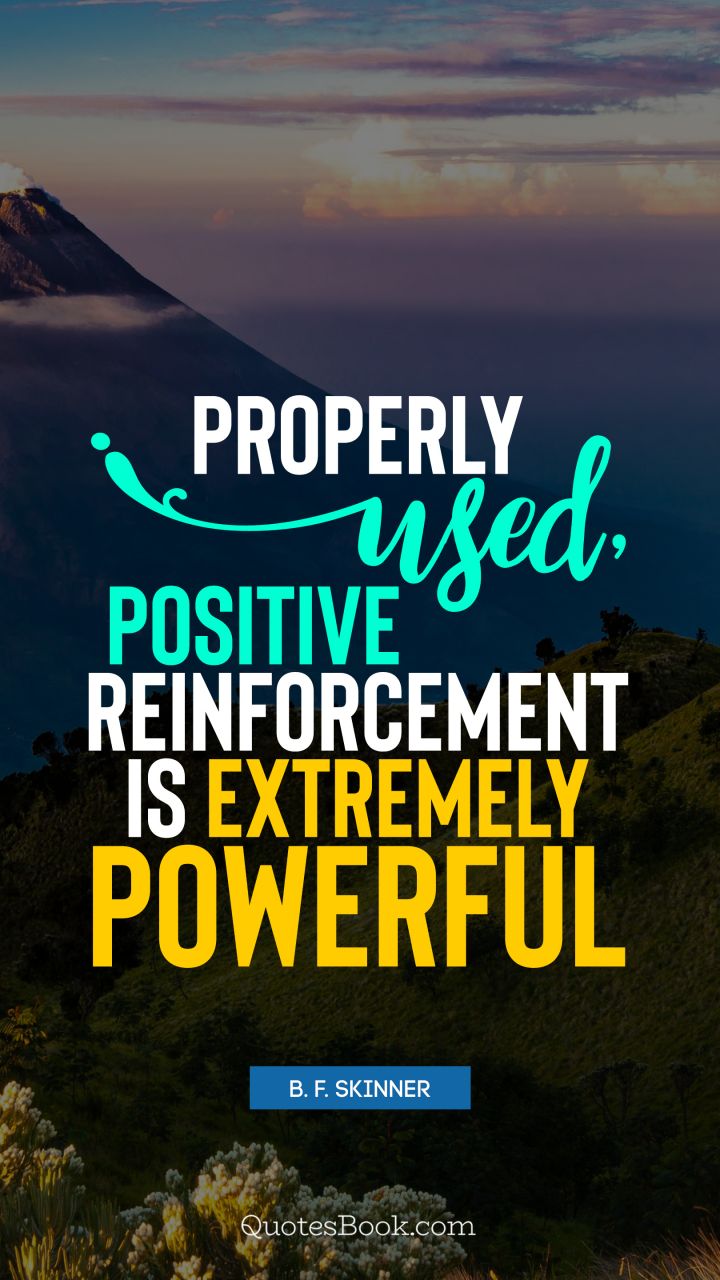 Properly used, positive reinforcement is extremely powerful. - Quote by B. F. Skinner