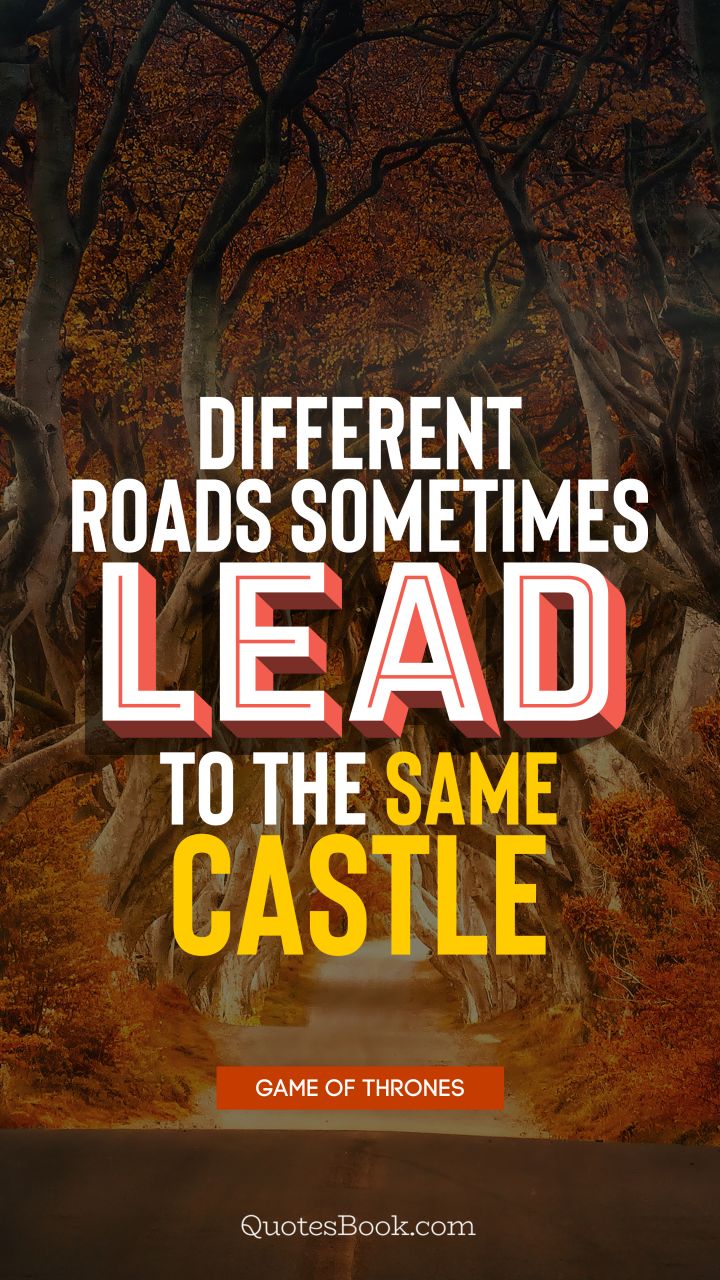 Different roads sometimes lead to the same castle. - Quote by George R.R. Martin