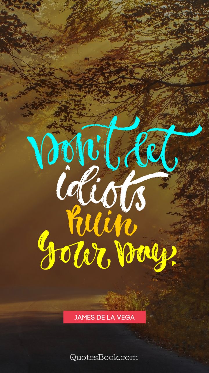 Don't let idiots ruin your day. - Quote by James de la Vega