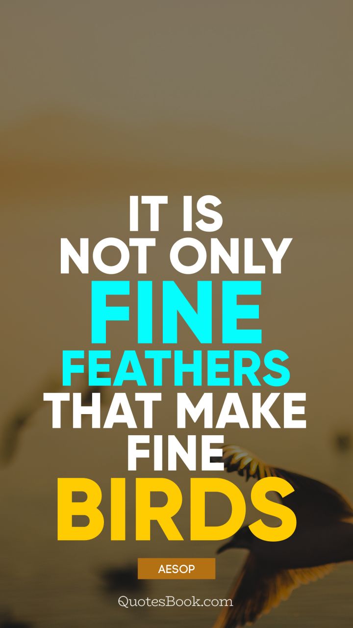 It is not only fine feathers that make fine birds. - Quote by Aesop