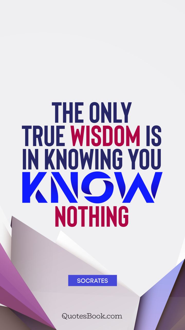 The only true wisdom is in knowing you know nothing. - Quote by Socrates