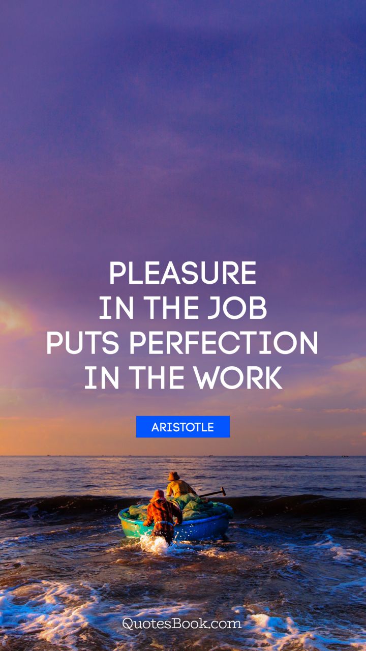 Pleasure in the job puts perfection in the work. - Quote by Aristotle