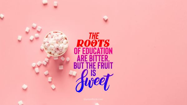 The roots of education are bitter, but the fruit is sweet