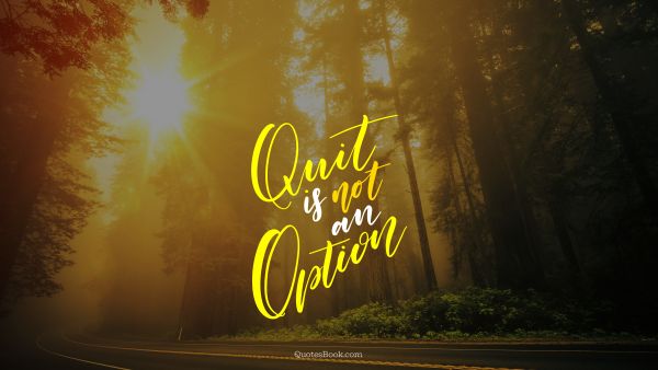 Experience Quote - Quit is not an option. Unknown Authors