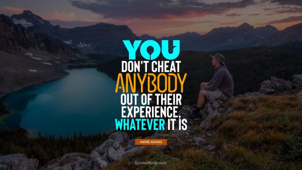 Experience Quote - You don't cheat anybody out of their experience, whatever it is. Andre Agassi