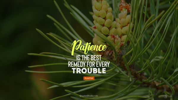 Patience is the best remedy for every trouble