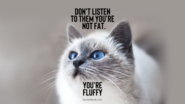 Don't listen to them you're not fat. You're fluffy