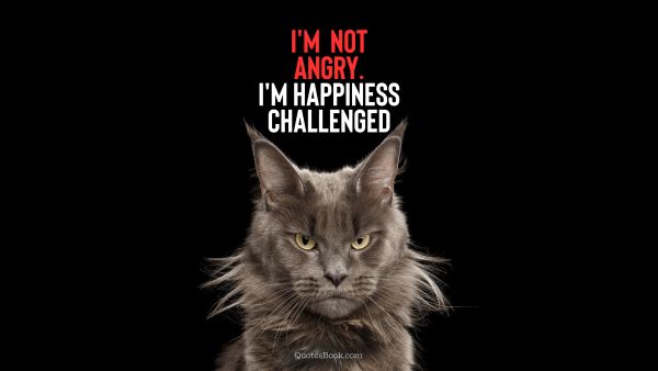 Funny Quote - I'm not angry. I'm happiness challenged. Unknown Authors