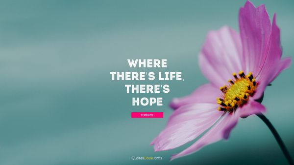 Inspirational Quote - Where there's life, there's hope. Terence