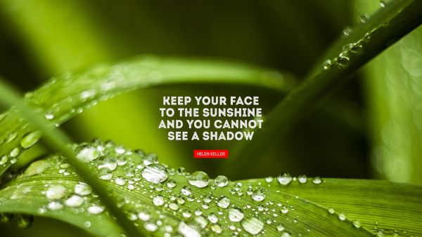 Search Results Quote - Keep your face to the sunshine and you cannot see a shadow. Helen Keller