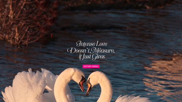 Relationship Quote - Intense love doesn’t measure, 
it just gives
. Mother Teresa