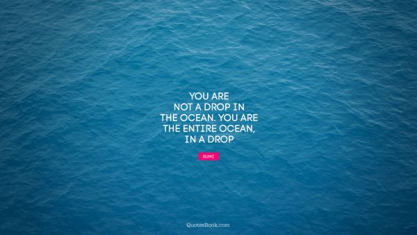 QUOTES BY Quote - You are not a drop in the ocean. You are the entire ocean, in a drop. Rumi