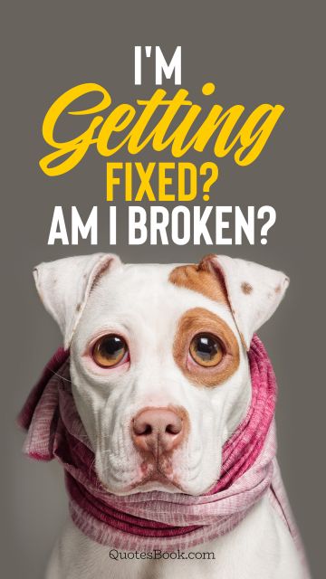 Memes Quote - I'm getting fixed? Am I broken?. Unknown Authors