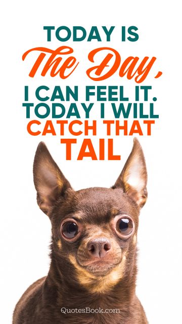 Memes Quote - Today is the day, I can feel it. Today I will catch that tail. Unknown Authors