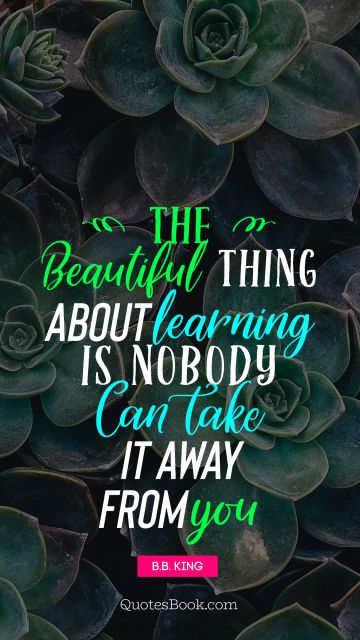 The beautiful thing about learning is nobody can take it away from you