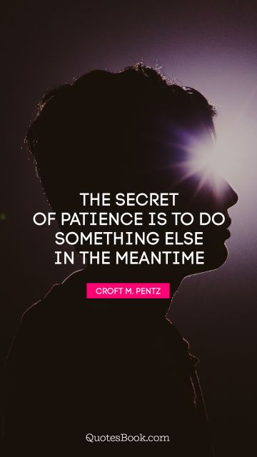 The secret of patience is to do something else in the meantime