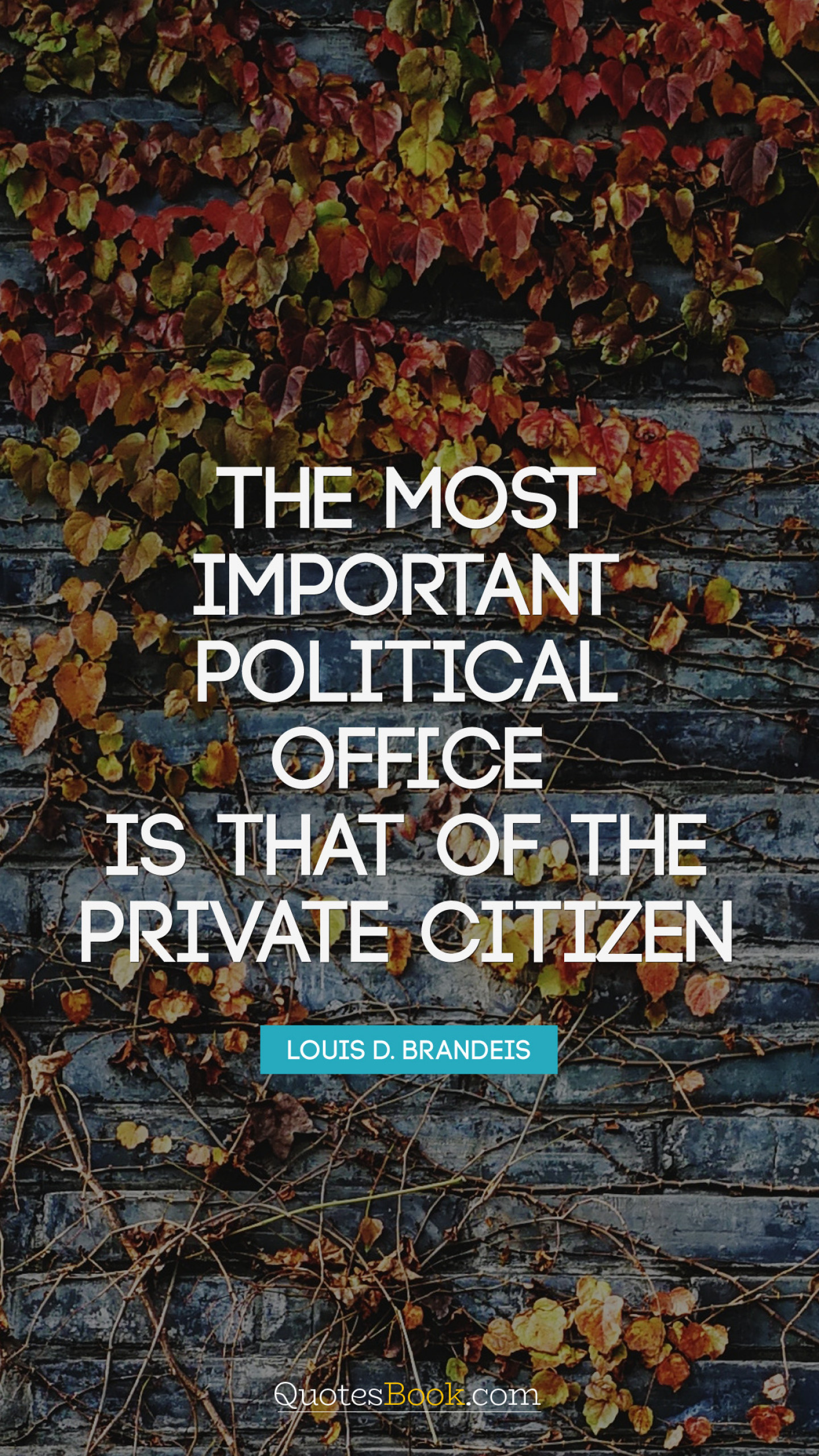 The most important political office is that of the private citizen. - Quote  by Louis D. Brandeis - QuotesBook